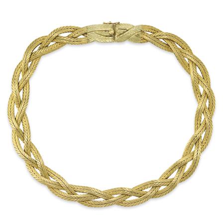 Braided Triple Strand Gold Necklace,