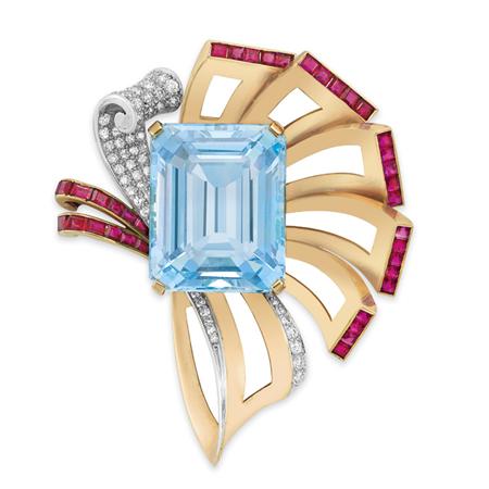 Gold Platinum Aquamarine Diamond 6a935