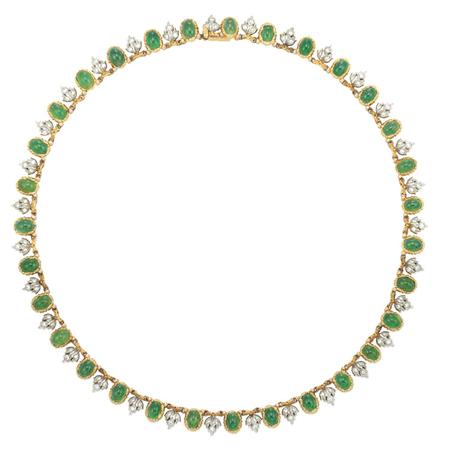 Two-Color Gold, Cabochon Emerald