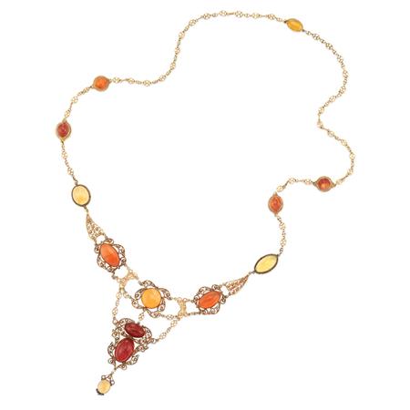 Gold and Fire Opal Necklace  6a94a