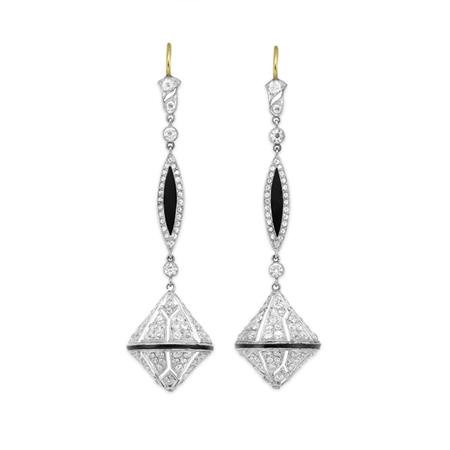 Pair of Art Deco Diamond and Black 6a973