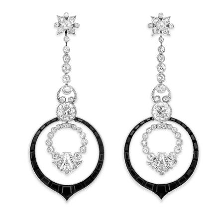 Pair of Art Deco Diamond and Black