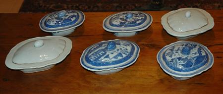 Group of Six Canton Porcelain Covered