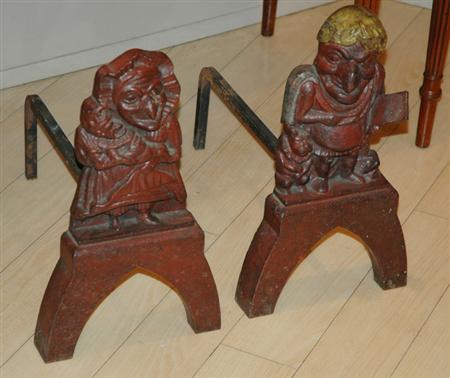 Pair of Painted Cast Iron Punch 6aa14