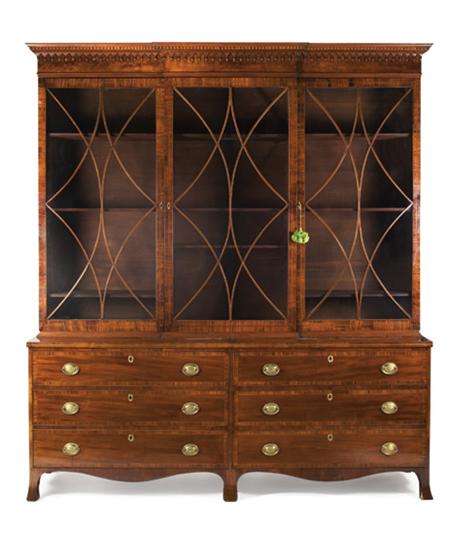 Federal Mahogany Breakfront Bookcase  6aa22