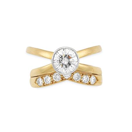 Gold Platinum and Diamond Ring 6aa43