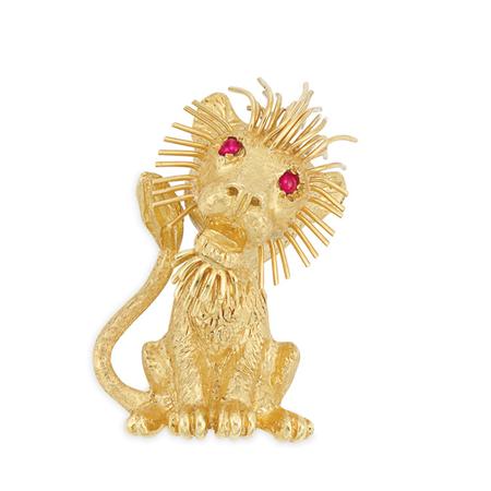 Gold and Ruby Lion Brooch Cartier  6aa47
