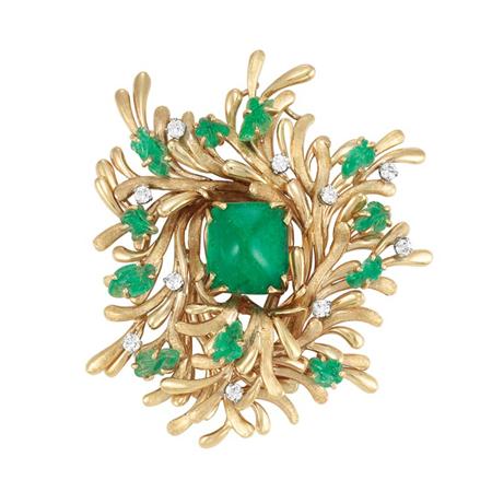 Gold Cabochon and Carved Emerald 6aa62
