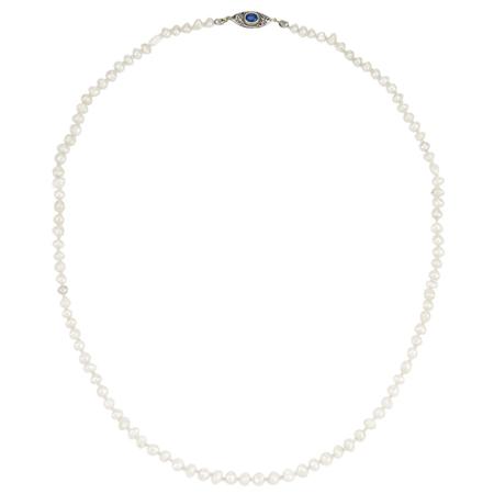 Natural Pearl Necklace with Silver  6aa6b