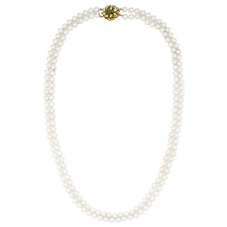 Double Strand Cultured Pearl Necklace 6aa93