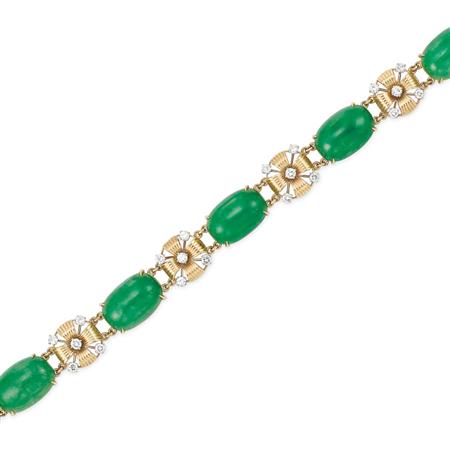 Gold, Jade and Diamond Bracelet
	  Estimate:$1,500-$2,000