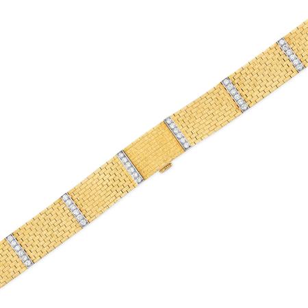 Gold and Diamond Bracelet-Watch,