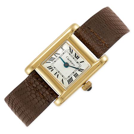 Gold Tank Wristwatch, Cartier
	