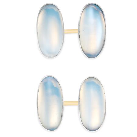 Pair of Platinum Gold and Moonstone 6aaca