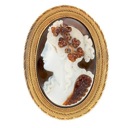 Antique Gold and Hardstone Cameo 6aacc