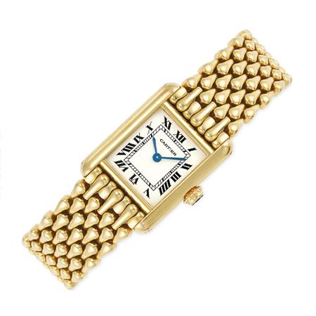 Gold Tank Wristwatch, Cartier
	