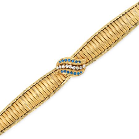 Gold, Diamond and Sapphire Bracelet,