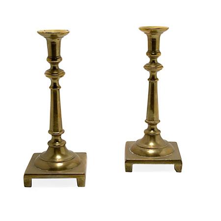 Pair of George III Brass Candlesticks  6a728