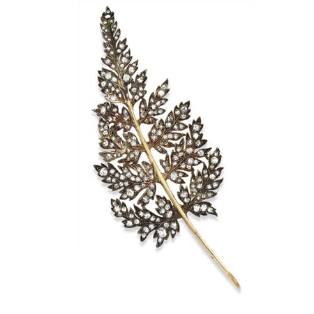 Antique Silver, Gold and Diamond Leaf