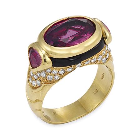 Gold, Pink Tourmaline, Diamond