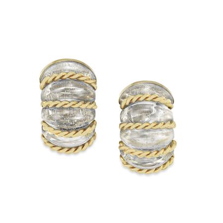 Pair of Gold and Fluted Rock Crystal