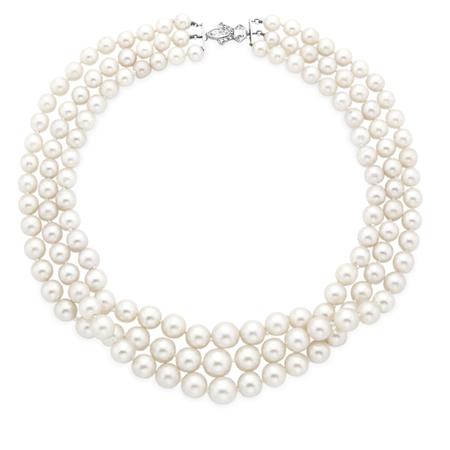 Triple Strand Cultured Pearl Necklace 6a7cc