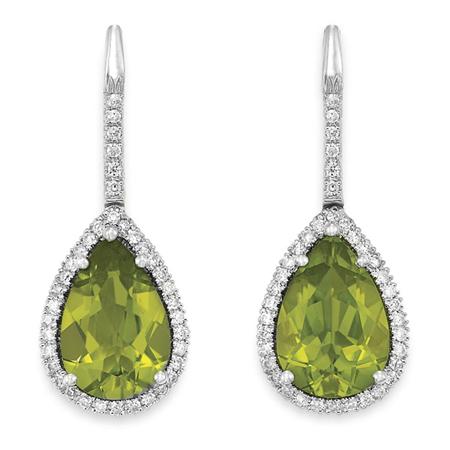 Pair of Peridot and Diamond Pendant Earrings  6a7db