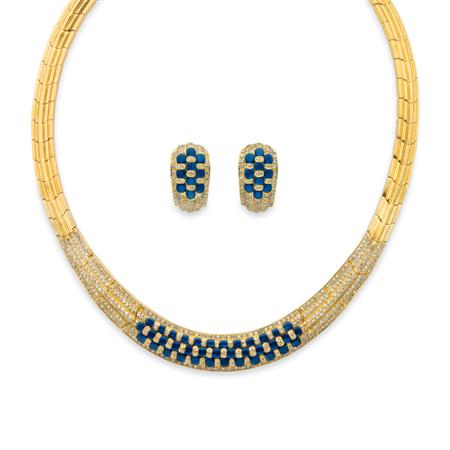 Gold Sapphire and Diamond Necklace 6a7e4