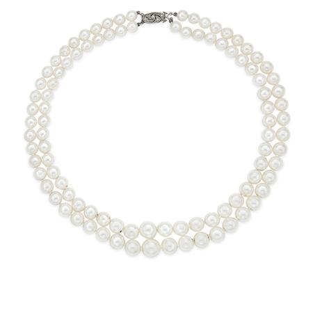 Double Strand Cultured Pearl Necklace 6a7f0