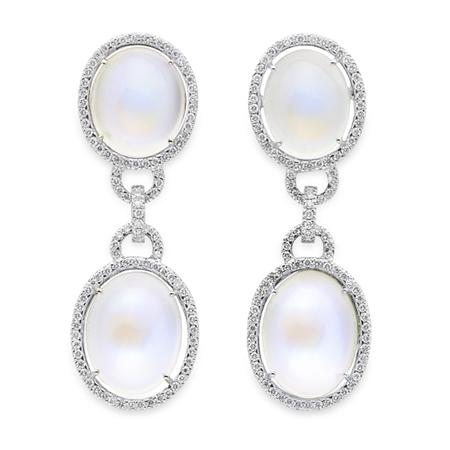 Pair of White Gold Moonstone and 6a800