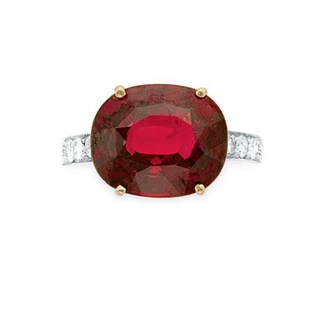 Pyrope Garnet and Diamond Ring  6a816