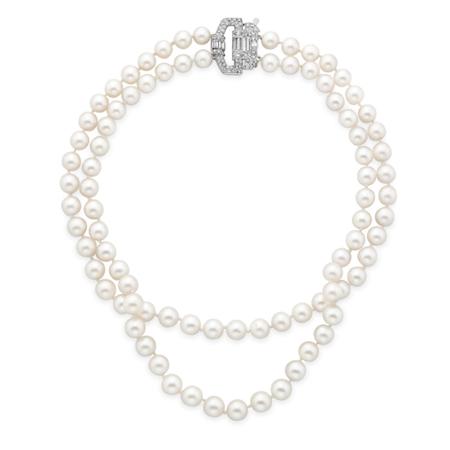 Double Strand Cultured Pearl Necklace 6a825