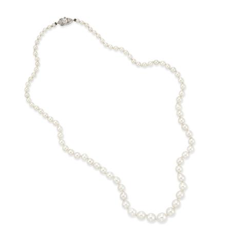 Cultured Pearl Necklace with Platinum