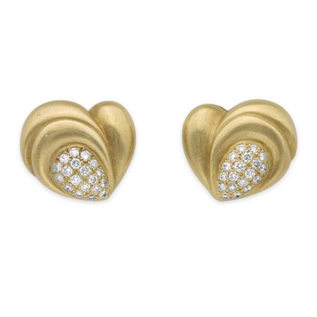 Pair of Gold and Diamond Heart 6a845