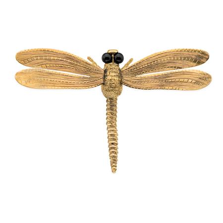 Gold and Black Onyx Dragonfly Brooch  6a868