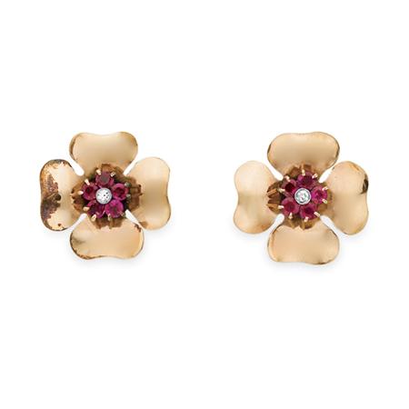 Pair of Rose Gold Ruby and Diamond 6a869