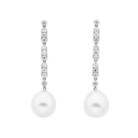 Pair of Diamond and Cultured Pearl 6a871