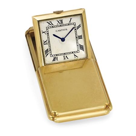 Gold Travel Clock, Cartier
	  Estimate:$500-$700