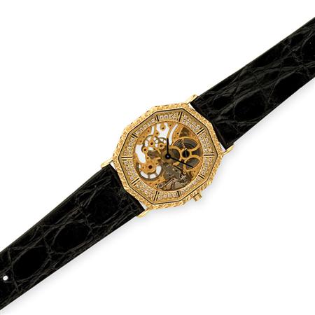 Gold and Diamond Skeleton Wristwatch  6a882