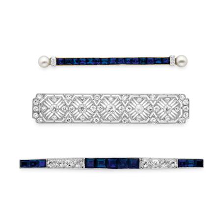 Three Diamond and Sapphire Bar 6a8ac