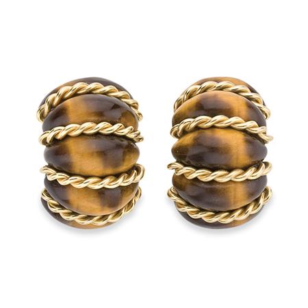 Pair of Gold and Tiger s Eye Shrimp 6ad2a