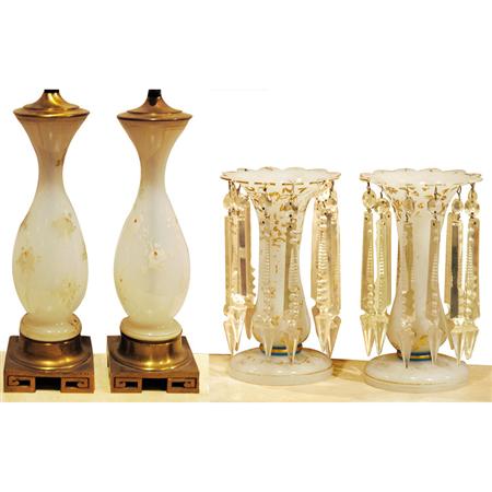 Pair of Milk Glass Vasiform Lamps