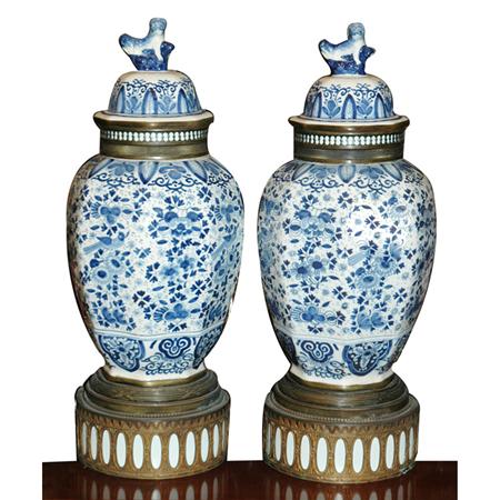 Pair of Dutch Delft Style Porcelain