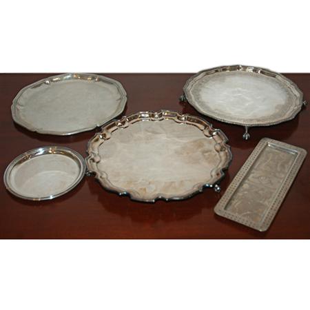 Group of Five Silver Trays
	  Estimate:$500-$700
