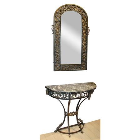 Marble Top Iron Console and Mirror 6ae74