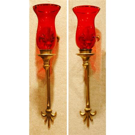 Pair of Victorian Brass Sconces 6aeab