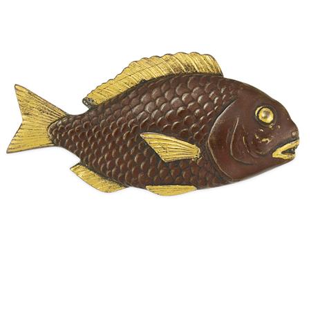 Antique Japanese Shakudo Fish Brooch  6ab19