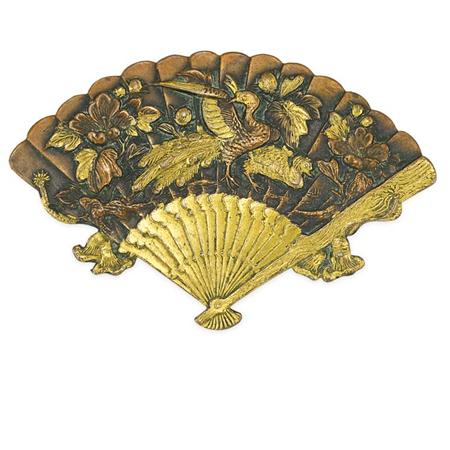 Antique Japanese Shakudo Fan Brooch
	