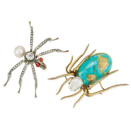 Two Antique Spider Brooches  6ab27