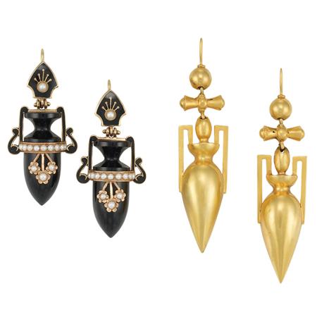 Two Pairs of Antique Gold and Black